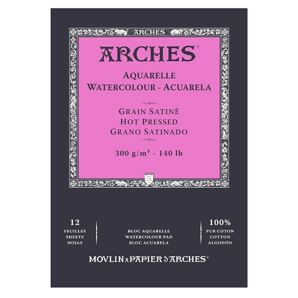 Arches, 300 grammi, 100% cotone, grana satinata in blocco, bianco naturale  - ARCHES - Intingo Shop belle arti e colori